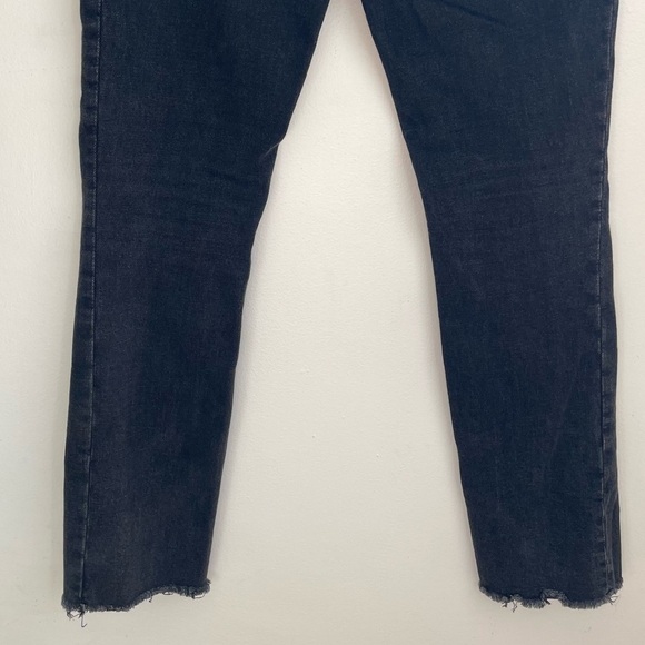 Abercrombie and Fitch The Skinny High Rise Black Jeans Split Hem size 27 solid - Picture 10 of 11